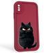 Чохол силіконовий оригінальний Soft Touch з 3D принтом злого кота для Apple iPhone Xs бордовий (Повний захист камери) 0046208 фото 1