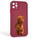 Чехол силиконовый оригинальный Soft Touch с 3D принтом смешного теда мишки для Apple iPhone 11 Pro Max бордовый (Полная защита камеры) 0048379 фото 1