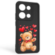 Чехол силиконовый оригинальный Soft Touch с 3D принтом милый мишка для Xiaomi Redmi Note 14S черный (Полная защита камеры)