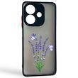 Чохол для телефона Oppo A3 с 3D принтом лаванда з метеликами із захистом камери чорний