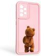 Чехол силиконовый оригинальный Soft Touch с 3D принтом смешного теда мишки для Samsung Galaxy A52 5G (SM-A526) розовый (Полная защита камеры)