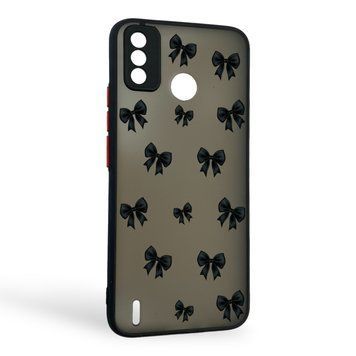 Чехол для телефона Tecno Spark 6 Go (KE5) с 3D принтом бантиков с высокими бортами на техно спарк 6 го черный 0033570 фото
