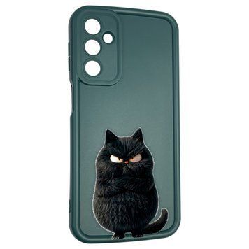 Чехол силиконовый оригинальный Soft Touch с 3D принтом злой котик для Samsung Galaxy M34 5G (SM-M346) темно-зеленый (Полная защита камеры) 0046555 фото