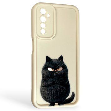 Чехол силиконовый Soft Touch с 3D принтом злой котик для Realme 6 молочный (Полная защита камеры) 0046963 фото