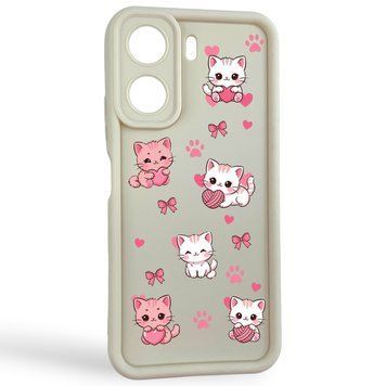 Чохол силіконовий Soft Touch з 3D принтом милі кошенята з лапками для Xiaomi Redmi 13C Молочний (Повний захист камери) 0059634 фото