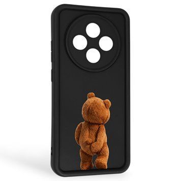 Чехол силиконовый Soft Touch с 3D принтом смешного теда мишки для Oppo Reno 12FS 5G черный (Полная защита камеры) 0049304 фото