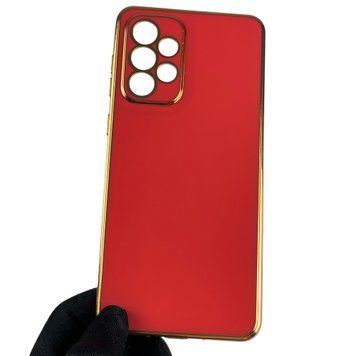 Чехол для Samsung Galaxy A33 5G SM-A336 глянцевый с золотой окантовкой с защитой камеры на самсунг а33 красный 0000037 фото