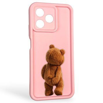 Чехол силиконовый оригинальный Soft Touch с 3D принтом смешного теда мишки для Realme Note 50 розовый (Полная защита камеры) 0048525 фото