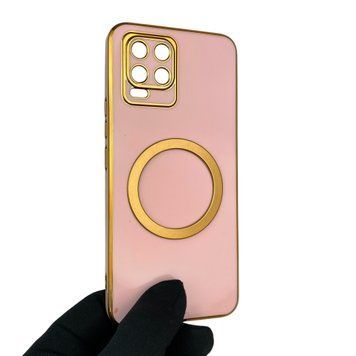 Чехол для Realme 8 Pro с кольцом MagSafe с золотой окантовкой на реалми 8 про пудровый gs1 0022785 фото