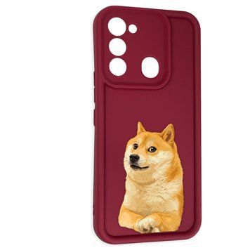 Чохол силіконовий Soft Touch з 3D принтом мему сібу для TECNO Spark 8C (KG5k) бордовий (Повний захист камери) 0048319 фото