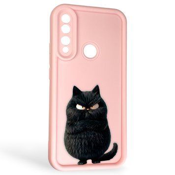 Чехол силиконовый Soft Touch с 3D принтом злой котик для Huawei Y9 Prime 2019 (STK-L21) розовый (Полная защита камеры) 0047073 фото