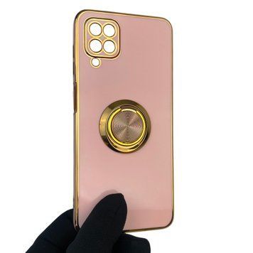 Чехол для Samsung Galaxy M12 SM-M127F с кольцом-подставкой с золотой окантовкой на самсунг м12 пудровый gs1 0021058 фото