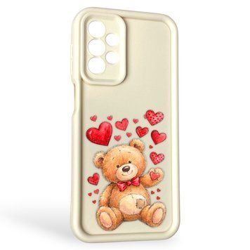 Чехол силиконовый Soft Touch с 3D принтом милый мишка для Samsung Galaxy A23 5G молочный (Полная защита камеры) 0044790 фото