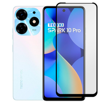 Захисне скло для телефона TECNO Spark 10 Pro (KI7) протиударне повноекранне на техно спарк 10 про чорне 0038368 фото