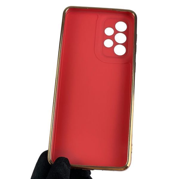 Чехол для Samsung Galaxy A33 5G SM-A336 глянцевый с золотой окантовкой с защитой камеры на самсунг а33 красный 0000037 фото
