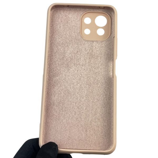Чехол для Xiaomi Mi 11 Lite силиконовый с микрофиброй нескользящий на сяоми ми 11 лайт пудровый 0032438 фото