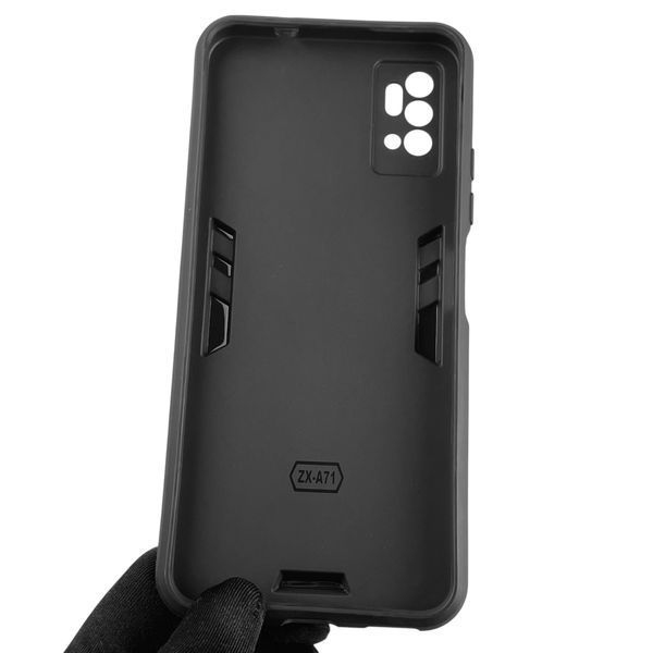 Чехол для телефона ZTE Blade A71 бронированный с магнитным кольцом-держателем на зте блейд а71 чёрный 0025841 фото