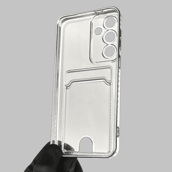Чохол для Samsung Galaxy S24 Plus (SM-S926B) зі срібною окантовкою з кишенькою для карток на самсунг с24 плюс срібний 0013112 фото