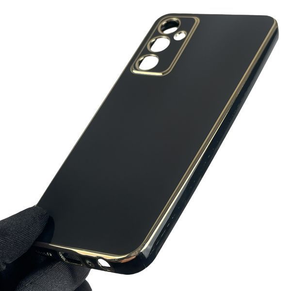 Чохол для Samsung Galaxy A05S SM-A057F із золотою окантовкою із захистом камери на самсунг а05с чорний 0008233 фото
