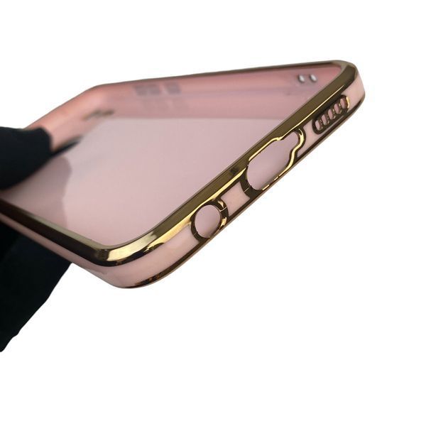 Чехол для Huawei P Smart Plus с кольцом-подставкой с золотой окантовкой на хуавей п смарт + пудровый gs1 0020388 фото