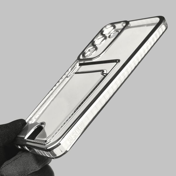 Чохол для Samsung Galaxy S24 Plus (SM-S926B) зі срібною окантовкою з кишенькою для карток на самсунг с24 плюс срібний 0013112 фото