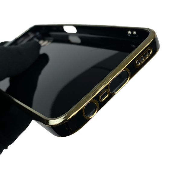 Чехол для Realme 6s с защитой камеры с золотой окантовкой на реалми 6с черный gs1 0020152 фото