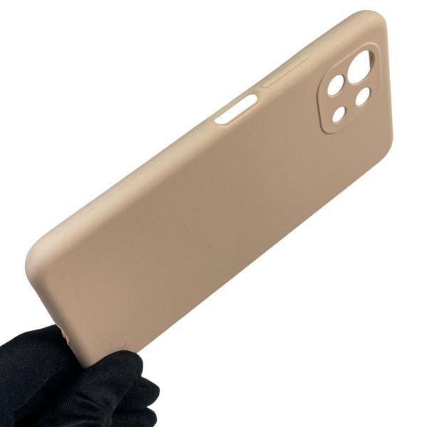 Чехол для Xiaomi Mi 11 Lite силиконовый с микрофиброй нескользящий на сяоми ми 11 лайт пудровый 0032438 фото