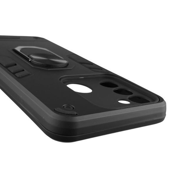 Чехол для телефона TECNO Spark 8C (KG5k) бронированный с магнитным кольцом-держателем на техно спарк 8с чёрный 0025766 фото