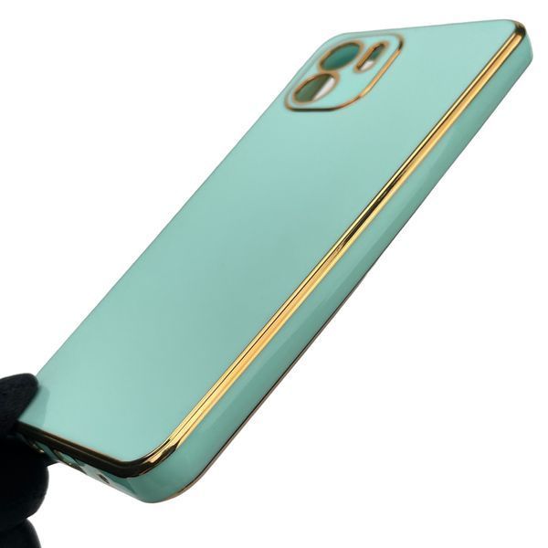 Чохол для Xiaomi Redmi A1 глянсовий із золотою окантовкою із захистом камери на сяомі редмі а1 бірюзовий 0000087 фото