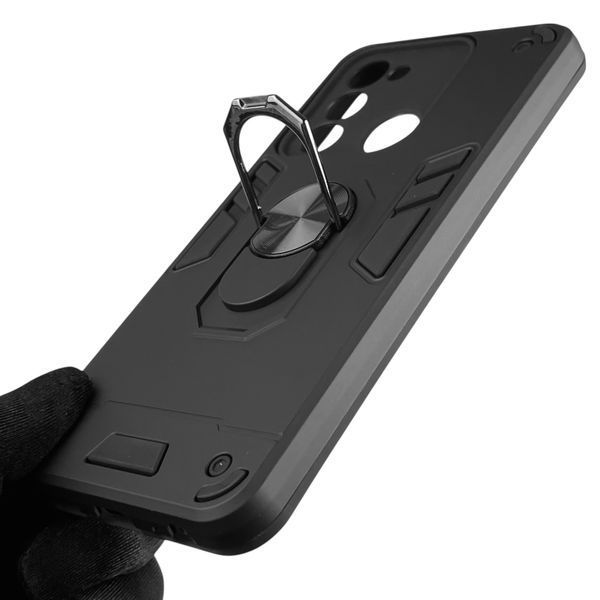 Чехол для телефона TECNO Spark 8C (KG5k) бронированный с магнитным кольцом-держателем на техно спарк 8с чёрный 0025766 фото