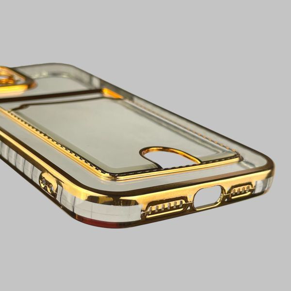 Чехол для Apple iPhone 12 Pro Max с золотой окантовкой с карманом для карт на айфон 12 про макс золотой 0012999 фото