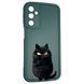Чехол силиконовый оригинальный Soft Touch с 3D принтом злой котик для Samsung Galaxy M34 5G (SM-M346) темно-зеленый (Полная защита камеры) 0046555 фото 1
