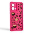 Чехол силиконовый Soft Touch с 3D принтом Кофе для Xiaomi Poco C75 малиновый (Полная защита камеры)
