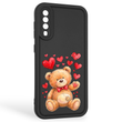 Чехол силиконовый оригинальный Soft Touch с 3D принтом милый мишка для Samsung Galaxy A30s (SM-A307F) черный (Полная защита камеры) 0043467 фото