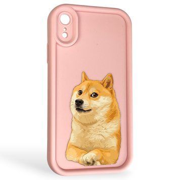 Чохол силіконовий Soft Touch з 3D принтом мему сібу для Apple iPhone Xr рожевий (Повний захист камери) 0048270 фото