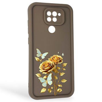 Чохол силіконовий Soft Touch з 3D принтом жіночим для Xiaomi Redmi Note 9 коричневий (Повний захист камери) 0043154 фото