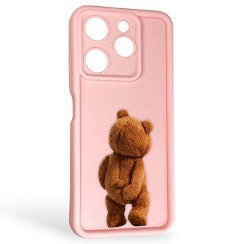 Чехол силиконовый Soft Touch с 3D принтом смешного теда мишки для TECNO Spark 10 Pro (KI7) розовый (Полная защита камеры) 0049411 фото