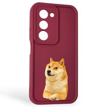 Чохол силіконовий Soft Touch з 3D принтом мему сібу для Xiaomi Redmi 15 5G Global бордовий (Повний захист камери) 0048143 фото