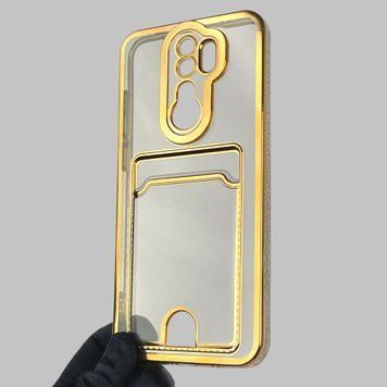 Чехол для Xiaomi Redmi Note 8 Pro с золотой окантовкой с карманом для карт на сяоми редми нот 8 про золотой 0013170 фото