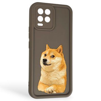 Чехол силиконовый Soft Touch с 3D принтом мема сибу для Realme 8 Pro коричневый (Полная защита камеры) 0048220 фото