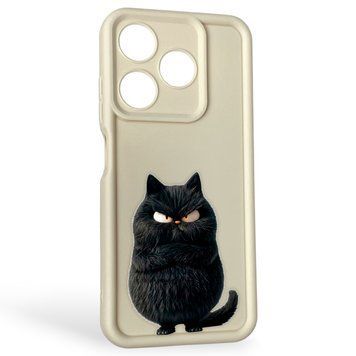 Чохол силіконовий Soft Touch з 3D принтом злого кота для TECNO Spark 10C (KI5m) молочний (Повний захист камери) 0047134 фото