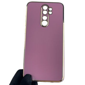 Чехол для Xiaomi Redmi Note 8 Pro с золотой окантовкой с защитой камеры на сяоми редми нот 8 про черничный 0008352 фото