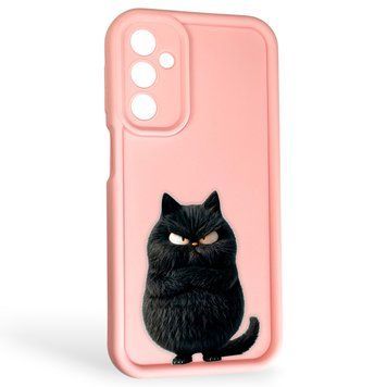 Чехол силиконовый Soft Touch с 3D принтом злой котик для Samsung Galaxy M34 5G (SM-M346) розовый (Полная защита камеры) 0047019 фото