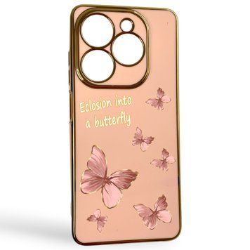 Чохол для TECNO Spark Go 2024 (BG6) з принтом золоті метелики глянцевий із захистом камери із золотою окантовкою 0059490 фото