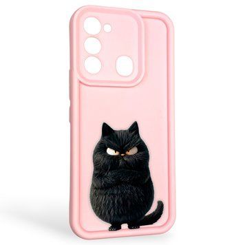 Чехол силиконовый оригинальный Soft Touch с 3D принтом злой котик для TECNO Spark Go 2022 (KG5m) розовый (Полная защита камеры) 0046561 фото