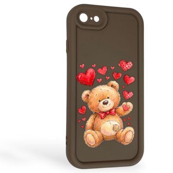 Чехол силиконовый Soft Touch с 3D принтом милый мишка для Apple iPhone 7 коричневый (Полная защита камеры) 0044961 фото