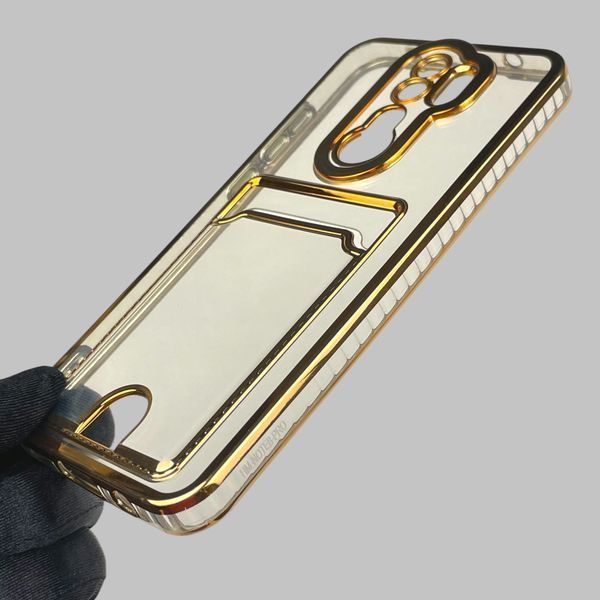 Чехол для Xiaomi Redmi Note 8 Pro с золотой окантовкой с карманом для карт на сяоми редми нот 8 про золотой 0013170 фото
