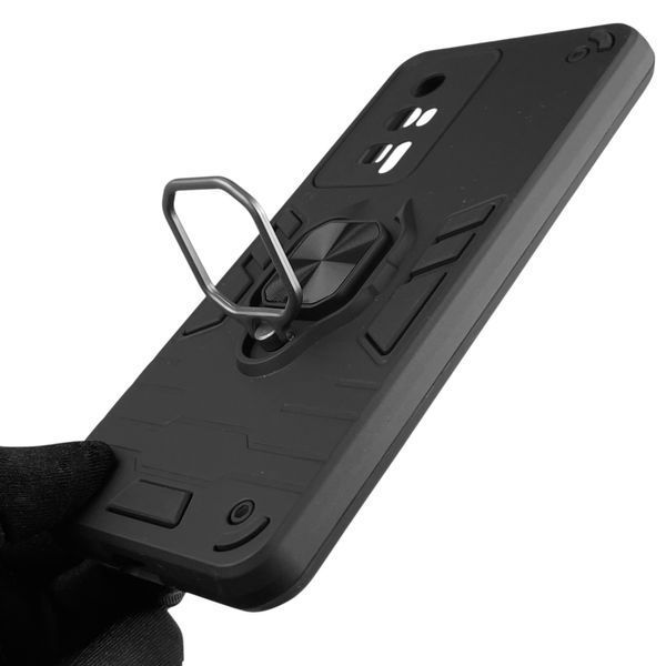 Чохол для телефона Xiaomi Redmi K60 Pro броньований з магнітним кільцем-тримачем на сяомі редмі к60 про чорний 0025819 фото