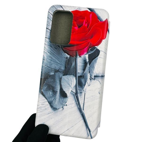Чехол-книжка для Xiaomi Redmi Note 11 5G с подставкой с рисунком розы на сяоми редми нот 11 5г белая 0001386 фото