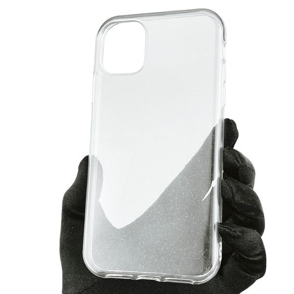 Чехол для Apple iPhone 11 силиконовый глянцевый c блёстками на айфон 11 прозрачный 0000243 фото
